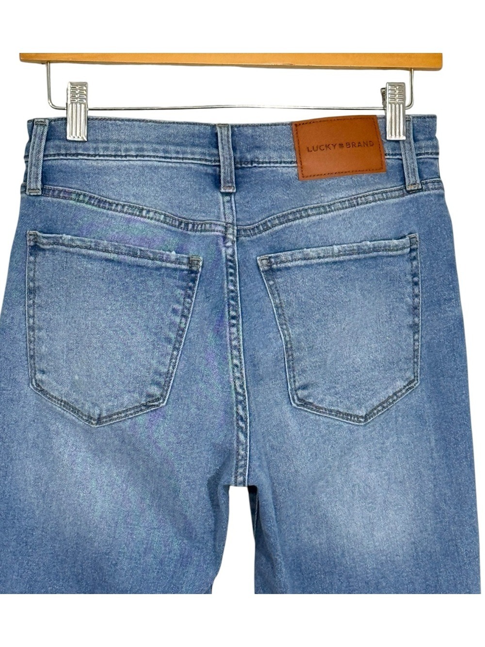 Lucky Brand Stevie High Rise Flare Jeans Light Wash Raw Hem Women’s 28 - Picture 4 of 13